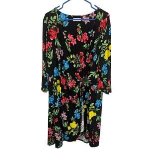 Calvin Klein women's floral wrap style dress L XL Career Brunch Office